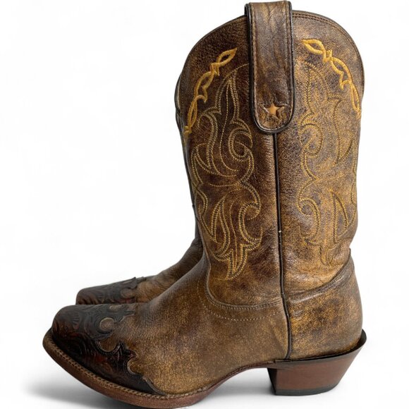 Tony Lama Brown Leather Western Cowboy Cowgirl Boots Women's 9 B - Picture 7 of 13